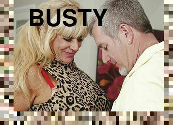 Busty mature blondie Zena Rey gets pounded hard on the couch