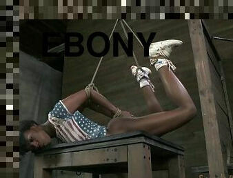 Ebony in bondage getting ravished hardcore doggystyle in BDSM