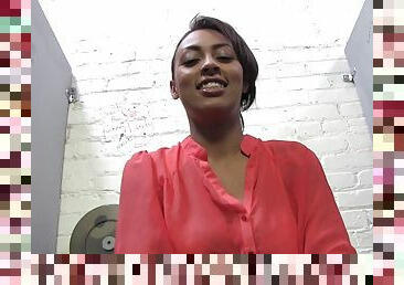 Backstage solo clip of Cherry Hilson showing her big fake tits