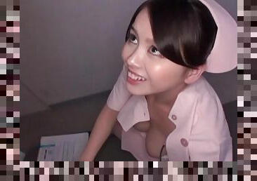 Horny Japanese nurse gives head then gets banged hard