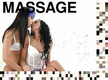 A Sexy Girl on Girl Massage Turns Into Lesbian Licking and Fucking