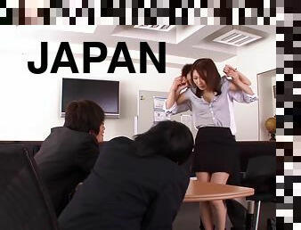 Japanese hottie Asuka gets fondled and fucked by a few men in an office