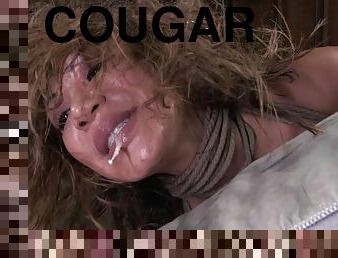 Helpless cougar gets her pussy and her mouth fucked by long cocks