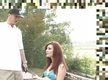 Horny hunk wants to nail teen redhead babysitter