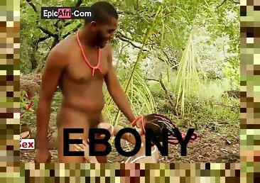 Sex with an ebony goddess - outdoors in a village