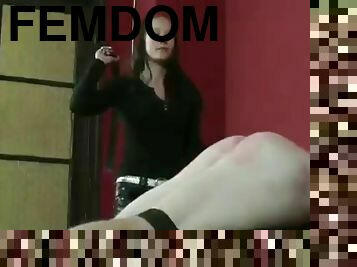 Femdom belt whipping punishment