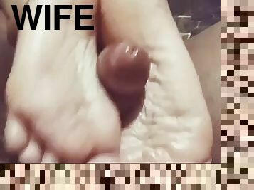 Wife first time footjob