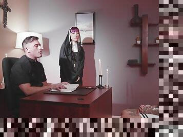 Butt Sex nun gets butt sex smashing by priest in his office