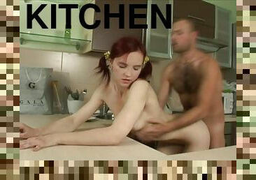 Naughty Redhead Bangs in the Kitchen