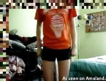 Skinny teen masturbating all alone