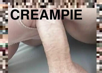 Doggy style and missionary creampie fuck