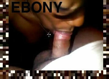 Ebony hottie sucking a small white cock here