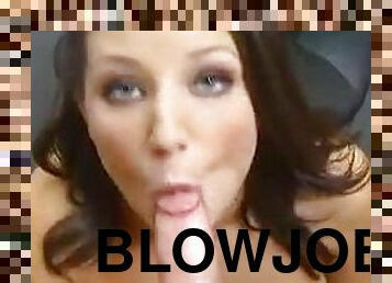 Sexy brunette babe Charity Bangs handjob blowjob cock