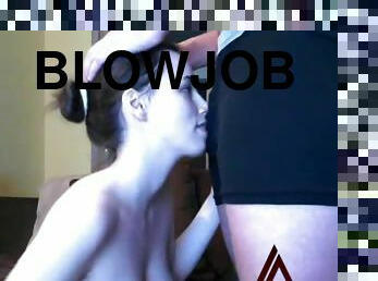 Cute webcam chick gives a beautiful blowjob