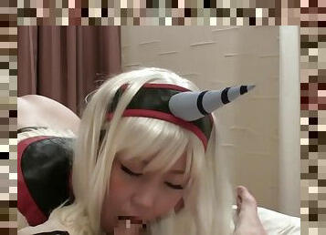 Japanese cosplay twin double blowjob from heaven