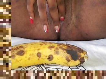 masturbation, chatte-pussy, maman, ejaculation, blanc, africaine, banane