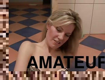 Amateur blonde fucked in a public toilet