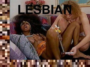 An interracial lesbians encounter featuring an alluring ebony and a cute blonde