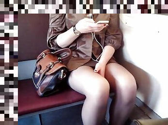 Amateur Girl in the train goes to the exams