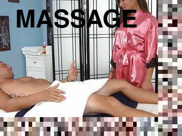 Slutty bitch in a massage parlor adores pleasing her clients
