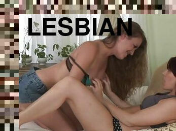 Doting lesbian pornstar gets fuzzy as her girlfriend rubs against he clits fiercely