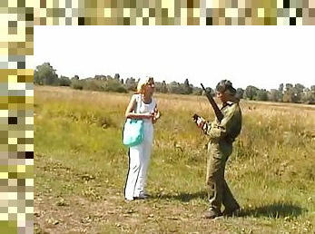 armée, en-plein-air, russe, amateur, hardcore, couple, blonde, uniformes, réalité, militaire