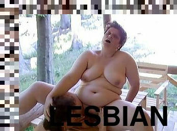 BBW housewives sneak out to the woods for lesbian sex