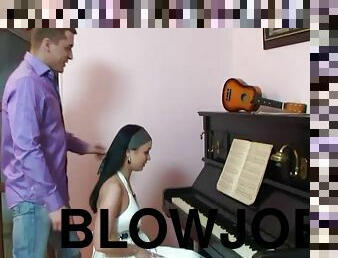 Piano Player Ally Style Gets Interrupted By Her Boyfriend With A Hardcore Fuck