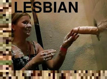 In Lesbian Party These Teens Suck a Gloryhole Cock
