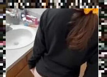 Slim Thick Brunette takes Dick in the Bathroom