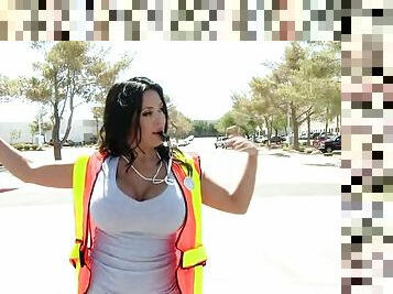 Big Breasted Crossing Guard In Uniform Leaves Her Duty For a Big Cock