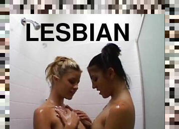 Hot Lesbians Take A Shower After Playing With Chocolate and Dildos