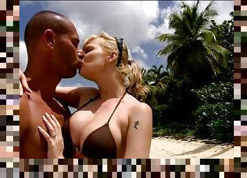 Big Tittied Blonde Tarra White Gets Interracial Anal Sex in The Beach