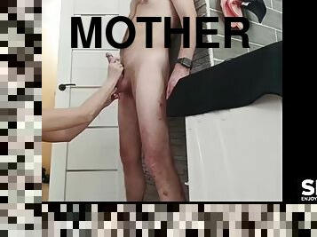 Mother-in-law blowjob in the bathroom