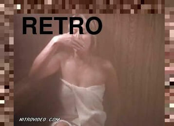 Sensual Retro Blonde Bo Derek Wearing Just a Towel In a Steamy Sauna
