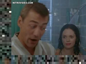 Brunette Rose McGowan Invites a Guy To Shower with Her