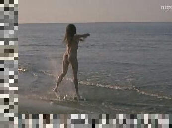 Sexy Italian Regina Nemni Dancing Naked at the Beach