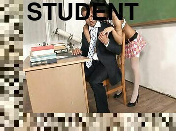 Student banged on the classroom desk by her studly teacher