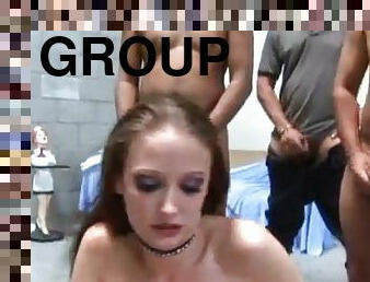 Hailey Young and Chelsie Rae get cumshot shower in group sex and swap cum