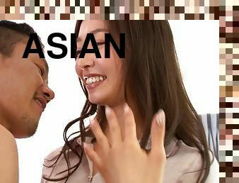 Pretty Asian girl makes out with a guy and lets him slam her cunt