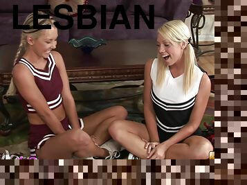 Naughty cheerleaders have a lesbian threesome after practice