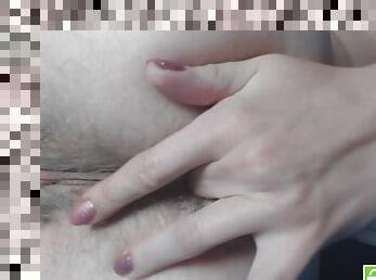Hairy ass fingering herself up close