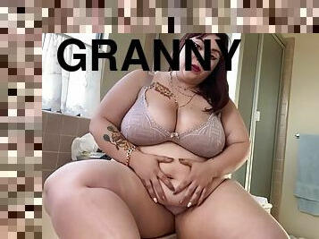 granny, belle-femme-ronde, culotte, solo