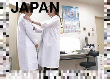 Three Japanese doctors have a wild FFM threesome in the office