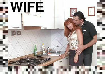 Banging a redheaded housewife on her kitchen counter