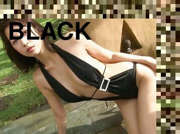 Ayumi - black one piece swimwear non-nude
