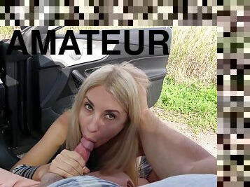 Blonde whore fucks for cash by the side of the road in pretty intriguing rounds