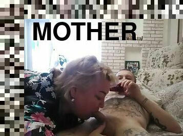 Mother in law takes me to ecstasy sucking my dick