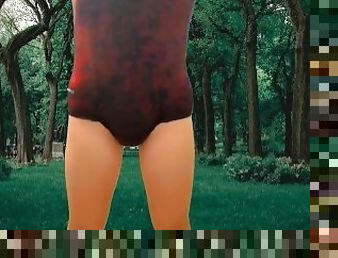 Hot Red Dressed Beautiful Outdoors Video of Me In The Park Alone But Exciting From Getting Caught By