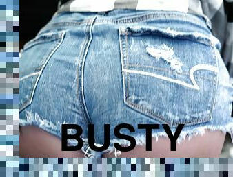 Busty brunette Ashly Anderson makes him cum on her big boobs